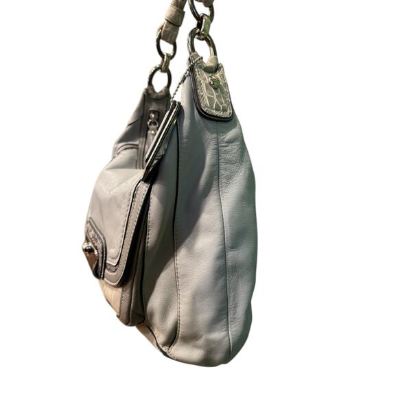 Coach Kristin Gray Leather Shoulder Bag with Python & Croc Embossed Trim 16803 - Picture 4 of 10